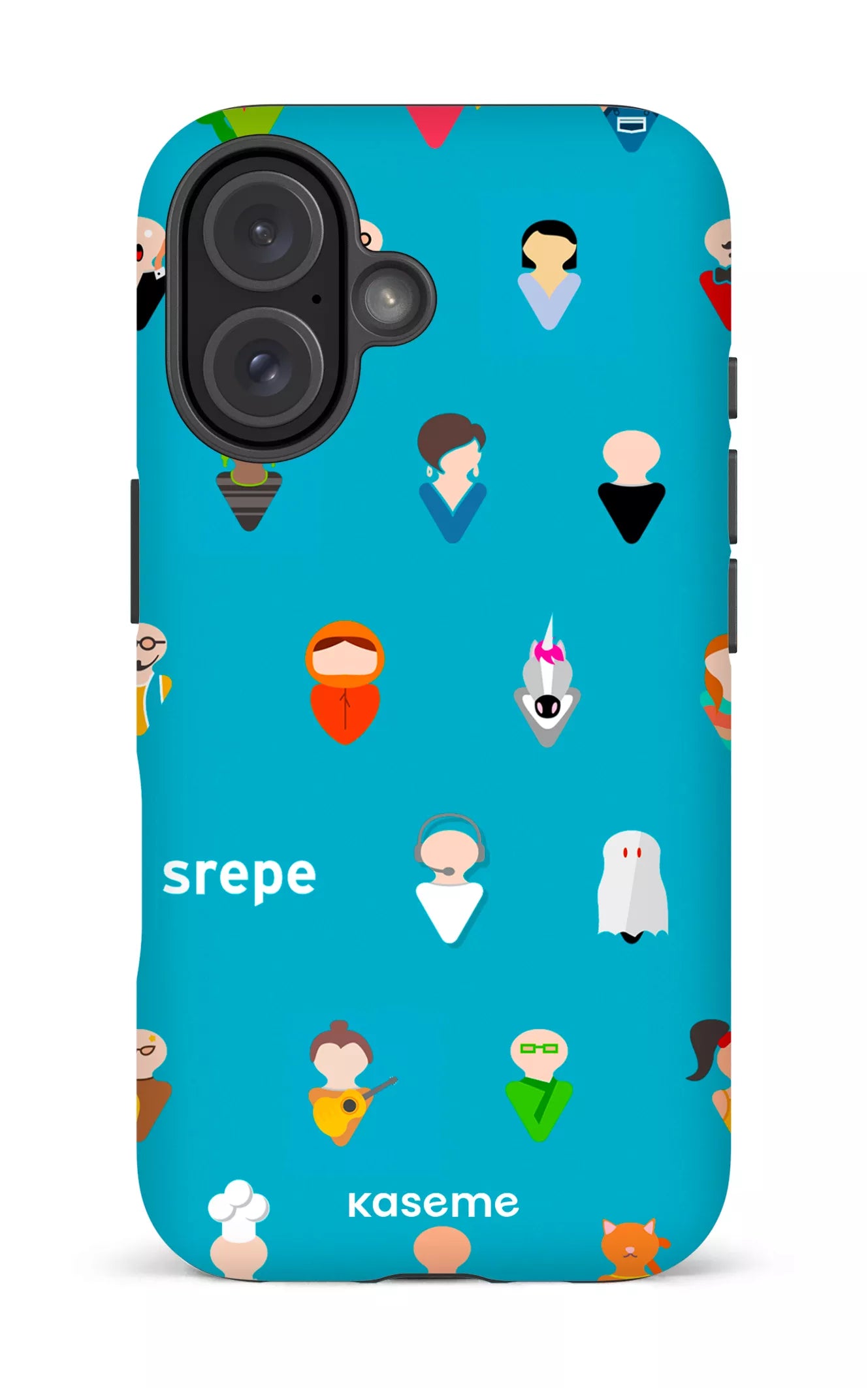 iPhone 16 Impact (Matte) Personnages Turquoise -
