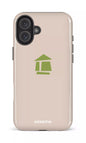 iPhone 16 Plus Impact Case Flordeco logo grège -