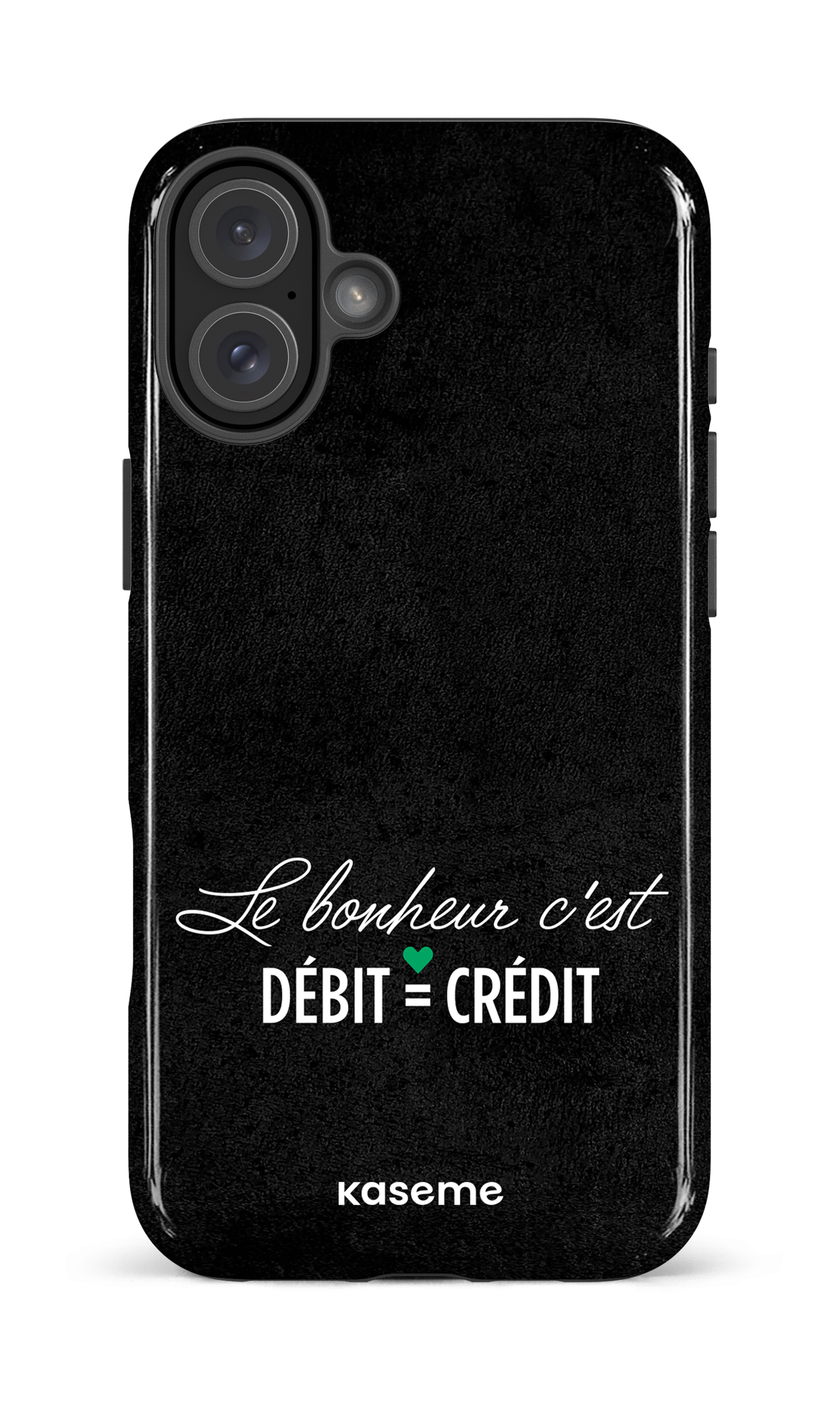 iPhone 16 Plus Impact Case Le bonheur c'est débit = crédit (noir) -