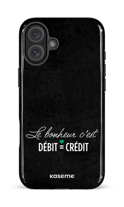iPhone 16 Plus Impact Case Le bonheur c'est débit = crédit (noir) -