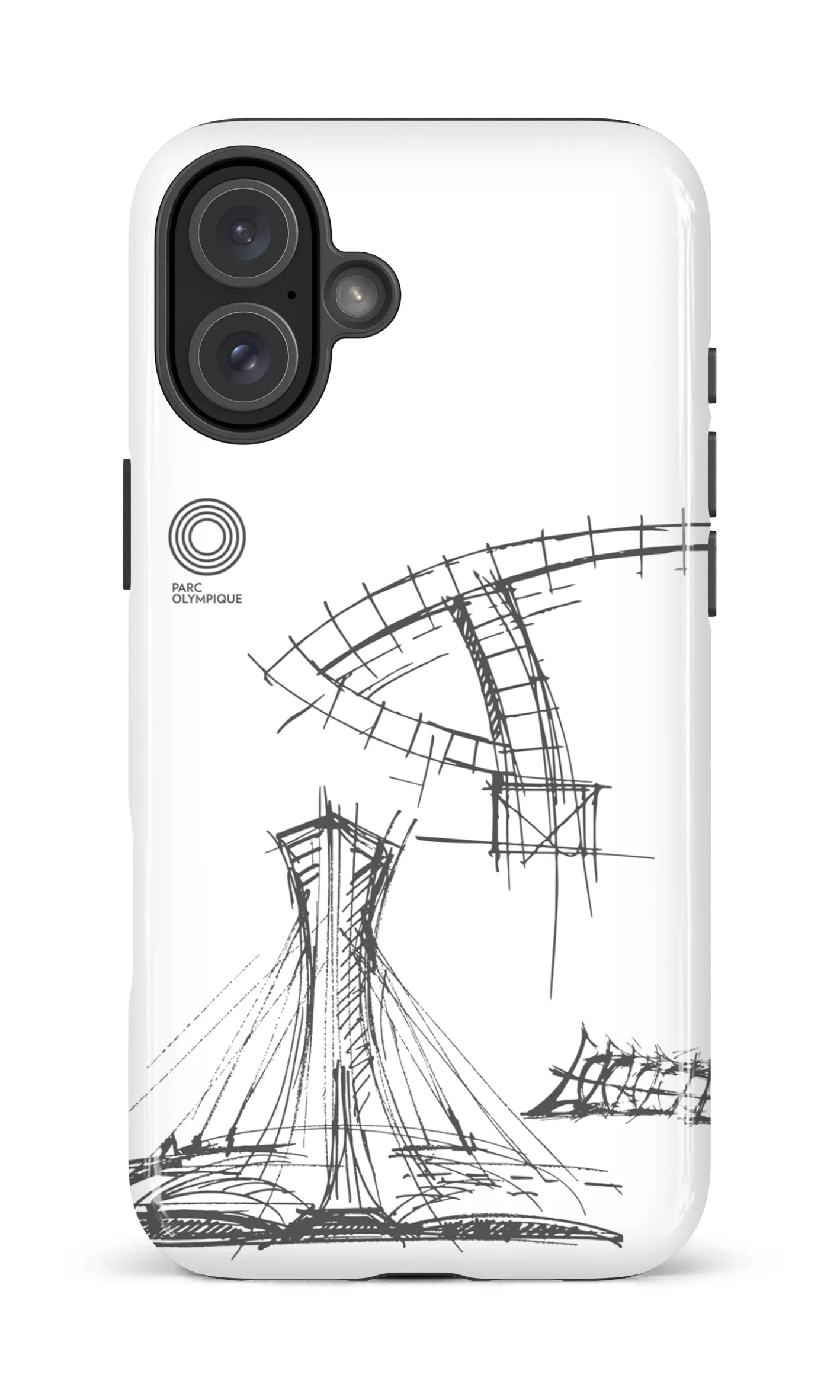 iPhone 16 Plus Impact Case Parc Olympique - Croquis Plan Blanc -