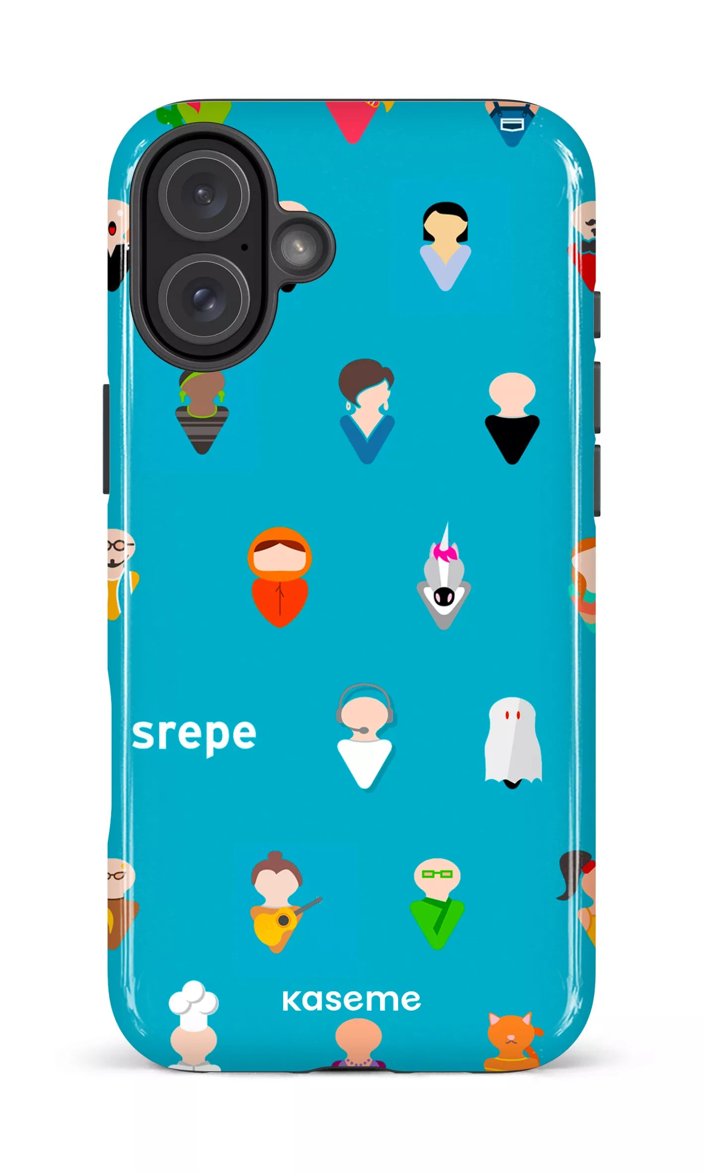 iPhone 16 Plus Impact Case Personnages Turquoise -