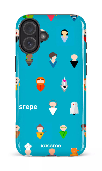 iPhone 16 Plus Impact Case Personnages Turquoise -