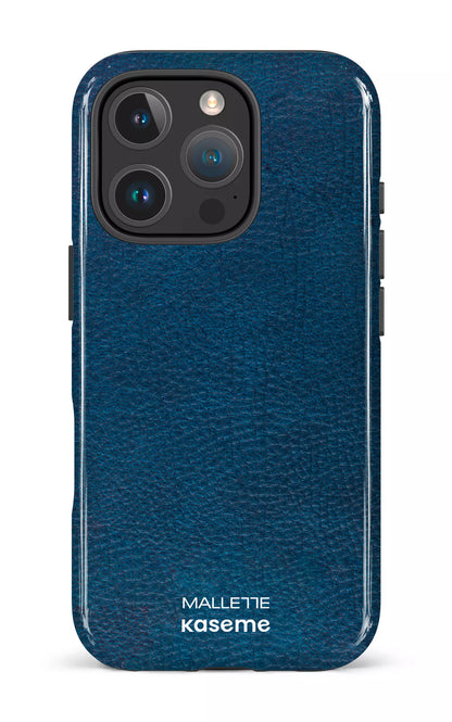 iPhone 16 Pro Impact Case Cuir Bleu x Mallette -