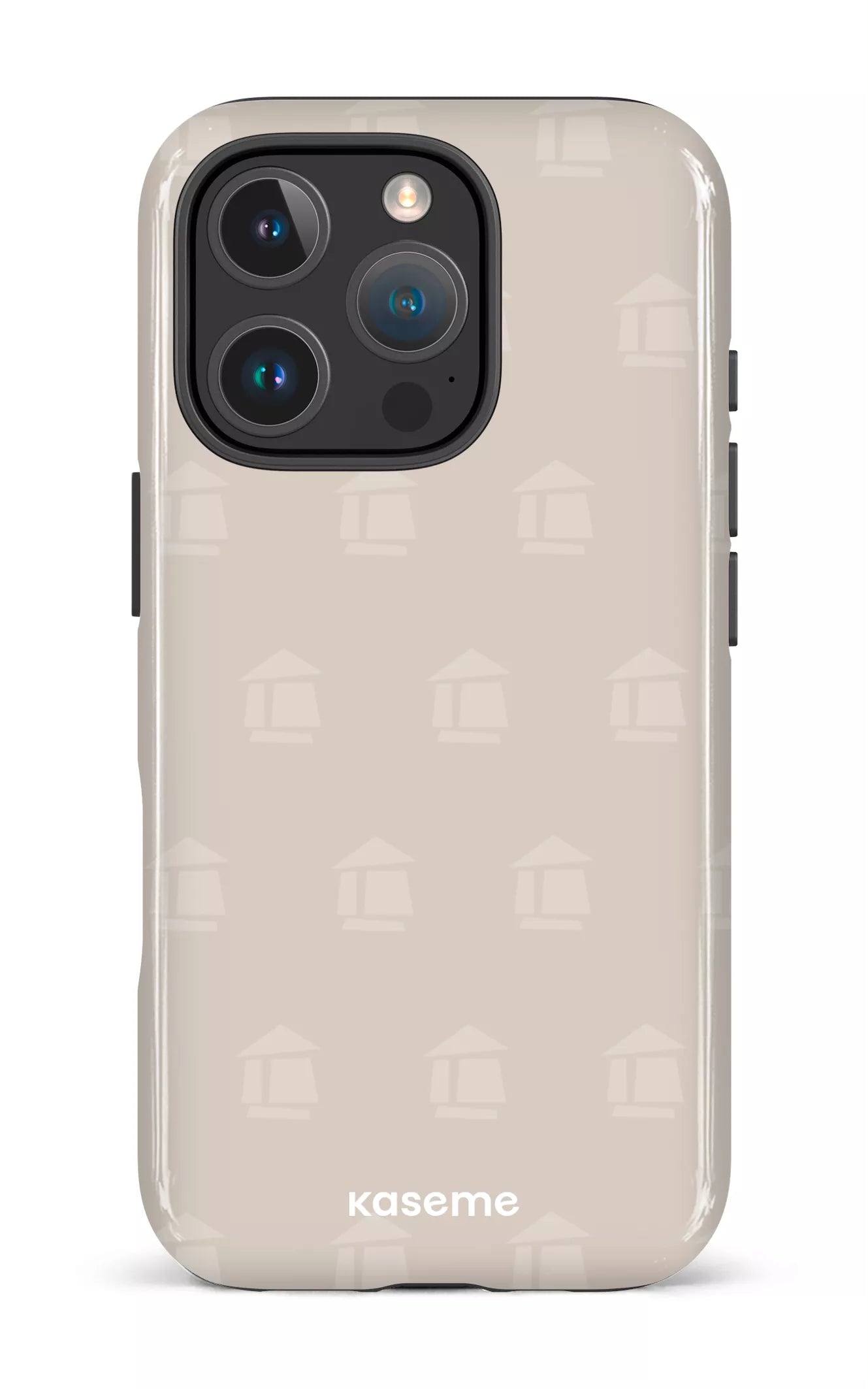 iPhone 16 Pro Impact Case Flordeco motif grège -