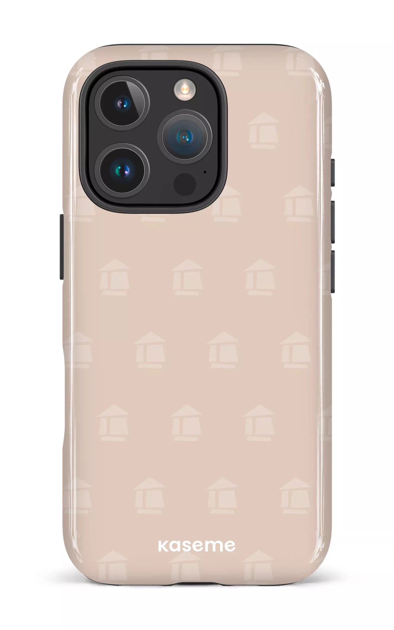 iPhone 16 Pro Impact Case Flordeco motif grège -