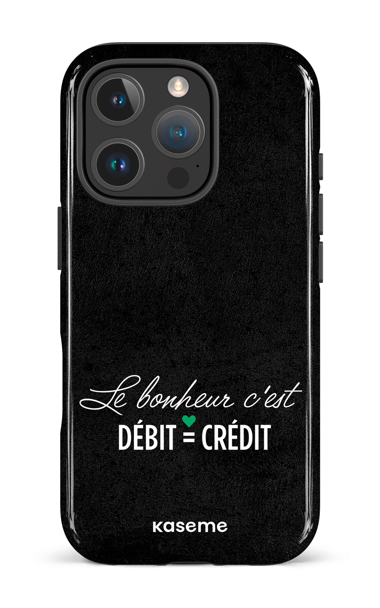 iPhone 16 Pro Impact Case Le bonheur c'est débit = crédit (noir) -