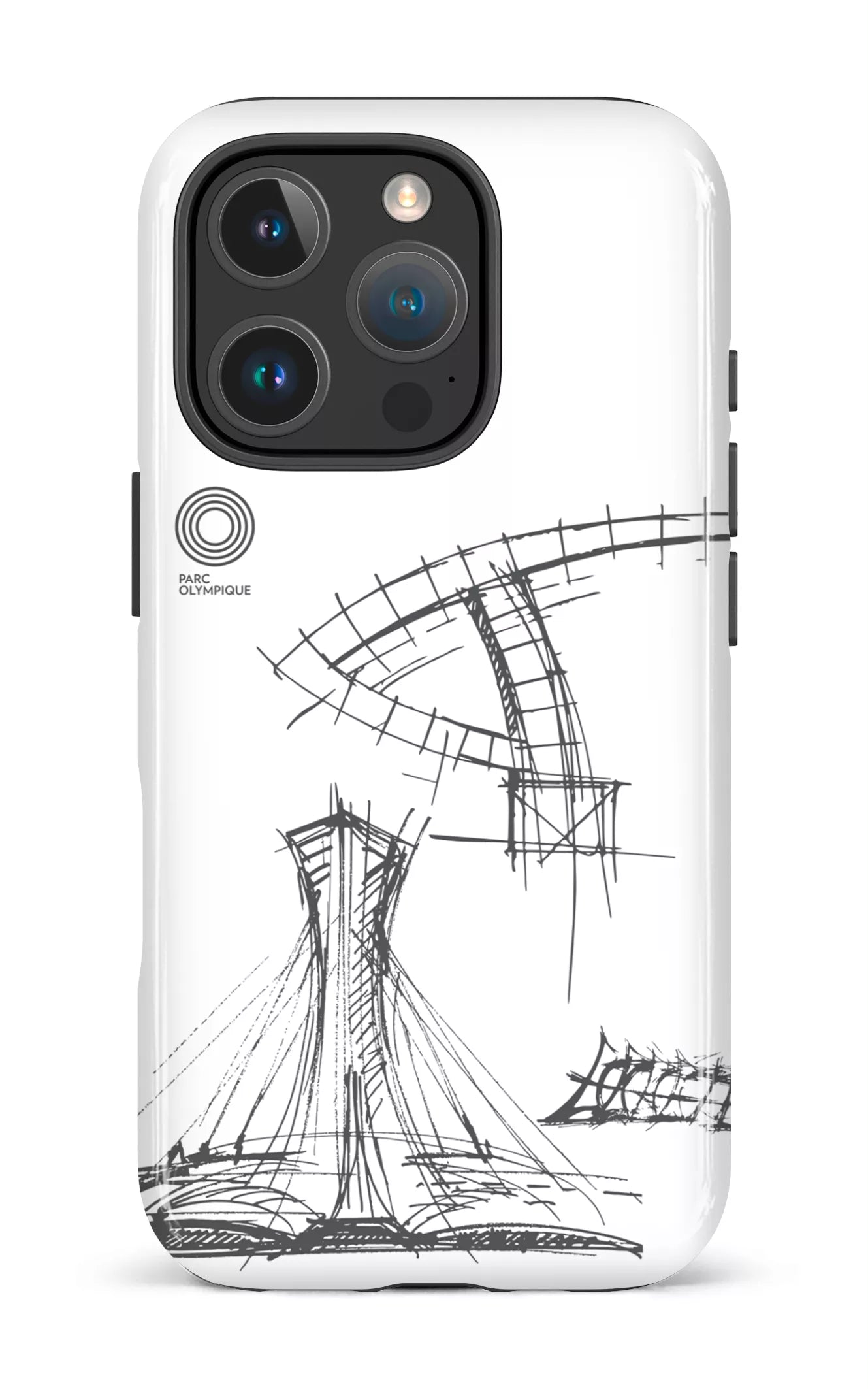 iPhone 16 Pro Impact Case Parc Olympique - Croquis Plan Blanc -