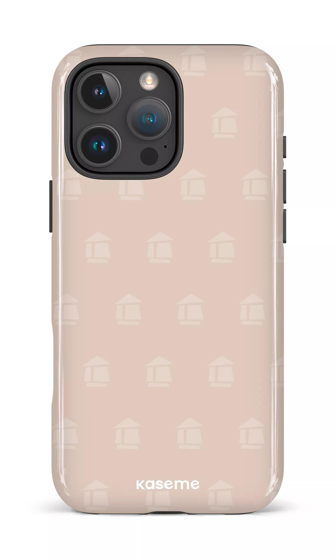 iPhone 16 Pro Max Impact Case Flordeco motif grège -