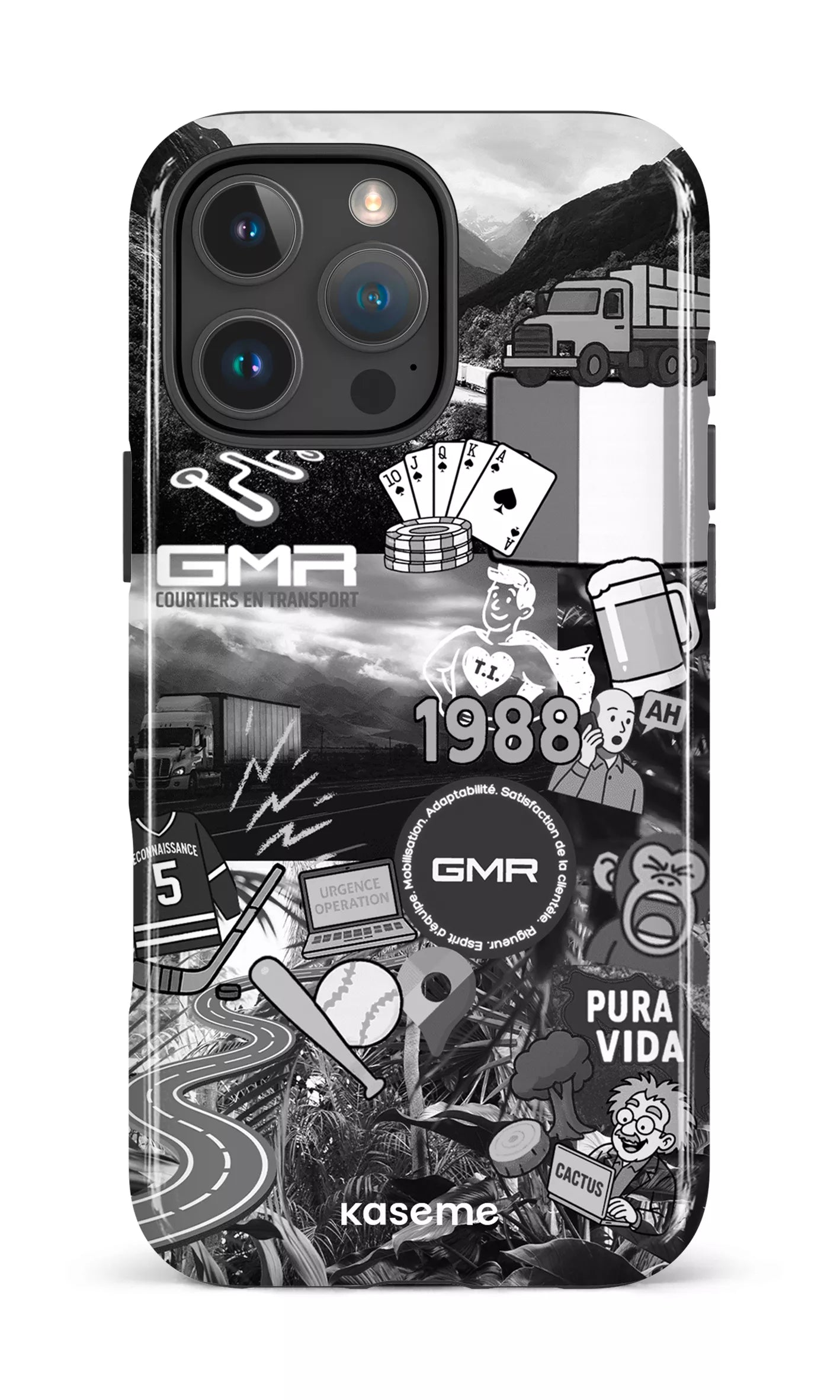 iPhone 16 Pro Max Impact Case GMR Collage Noir et Blanc -