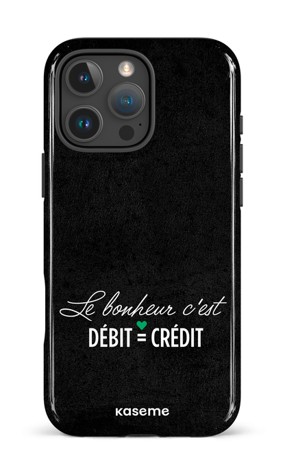 iPhone 16 Pro Max Impact Case Le bonheur c'est débit = crédit (noir) -