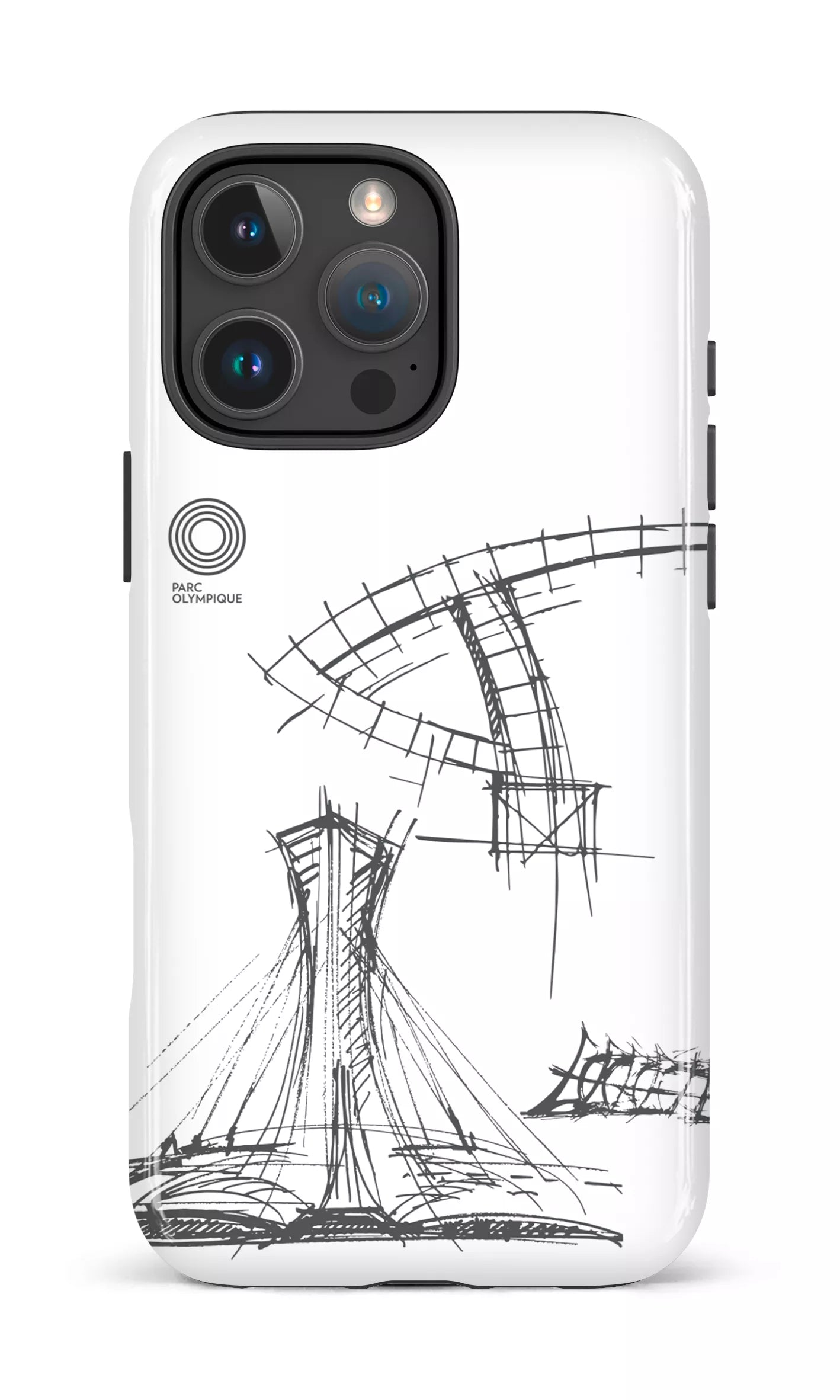 iPhone 16 Pro Max Impact Case Parc Olympique - Croquis Plan Blanc -