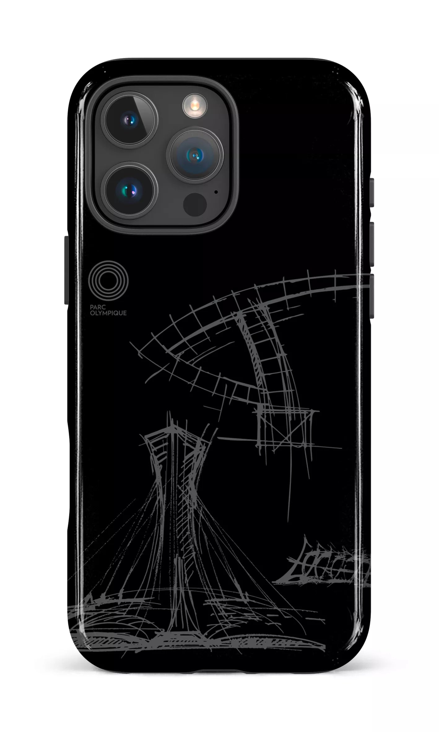 iPhone 16 Pro Max Impact Case Parc Olympique - Croquis Plan Noir -