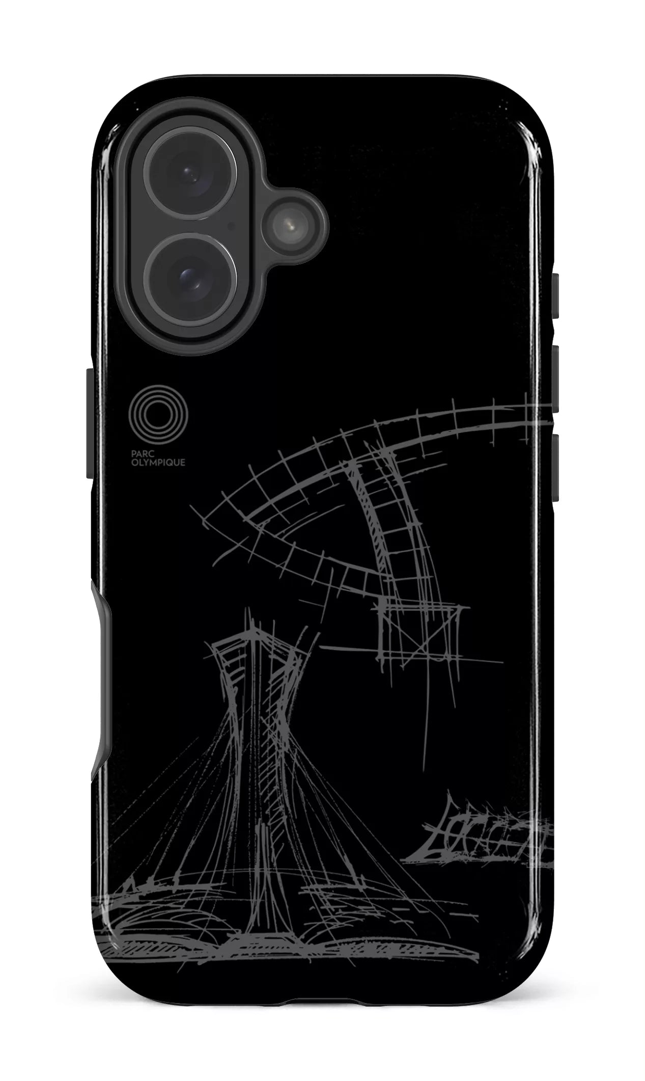 iPhone 17 Impact Case Parc Olympique - Croquis Plan Noir -