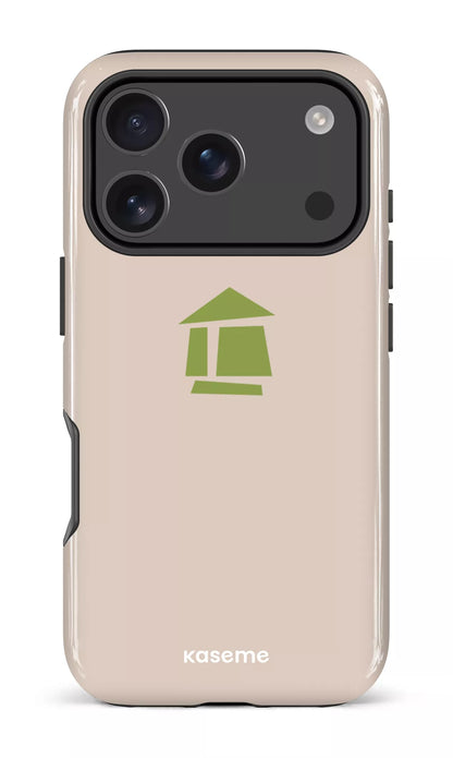 iPhone 17 Pro Impact Case Flordeco logo grège -