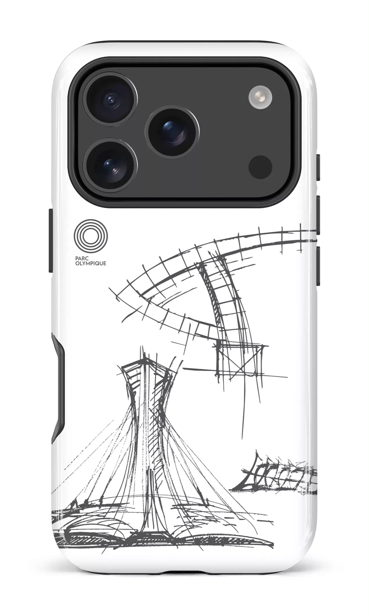 iPhone 17 Pro Impact Case Parc Olympique - Croquis Plan Blanc -