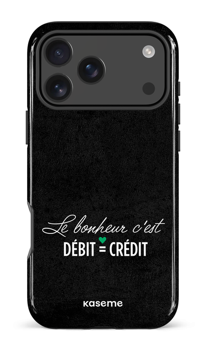 iPhone 17 Pro Max Impact Case Le bonheur c'est débit = crédit (noir) -