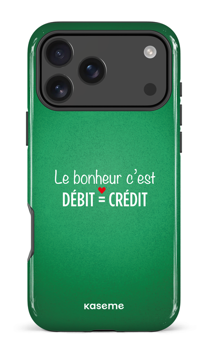 iPhone 17 Pro Max Impact Case Le bonheur c'est débit = crédit (vert) -