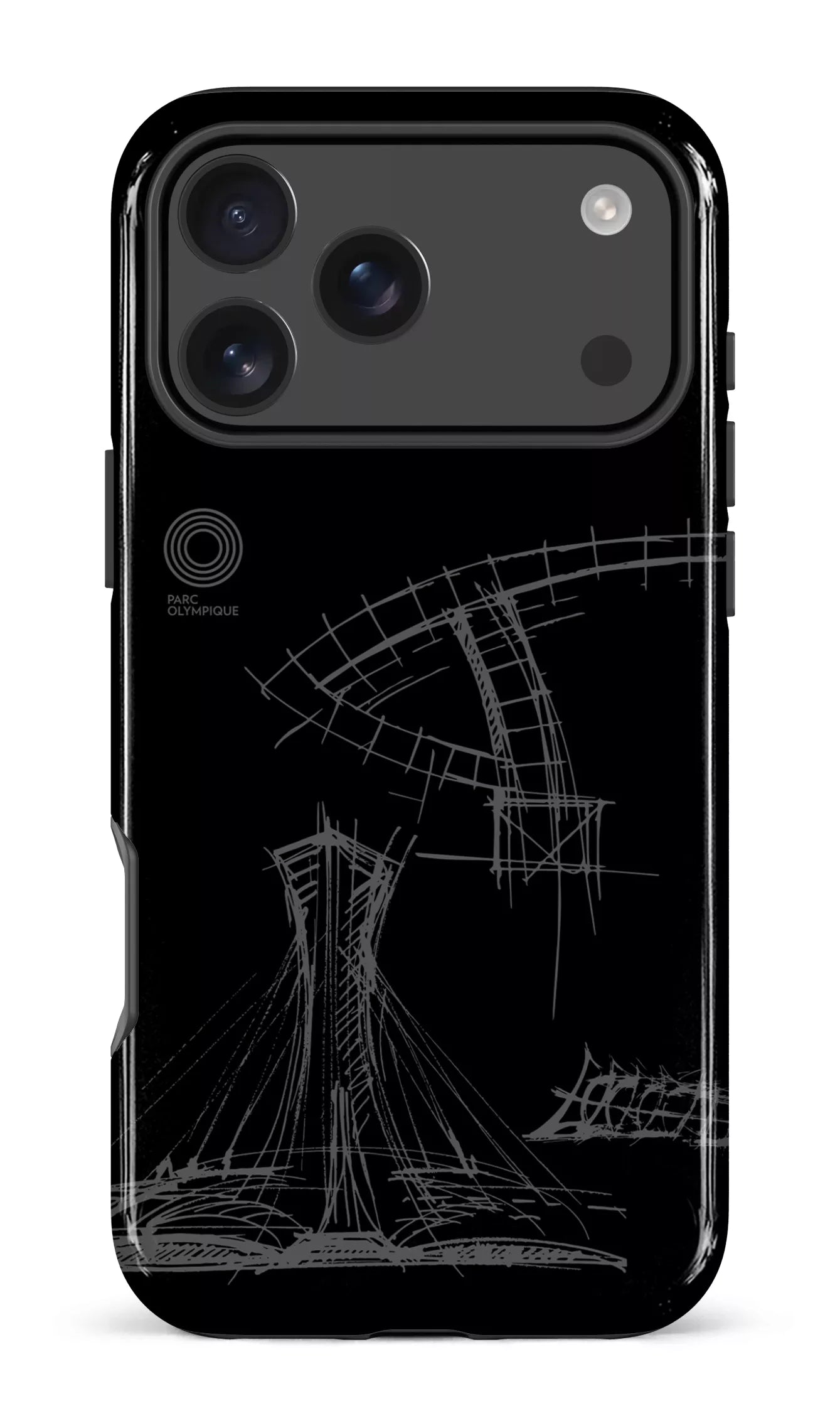 iPhone 17 Pro Max Impact Case Parc Olympique - Croquis Plan Noir -