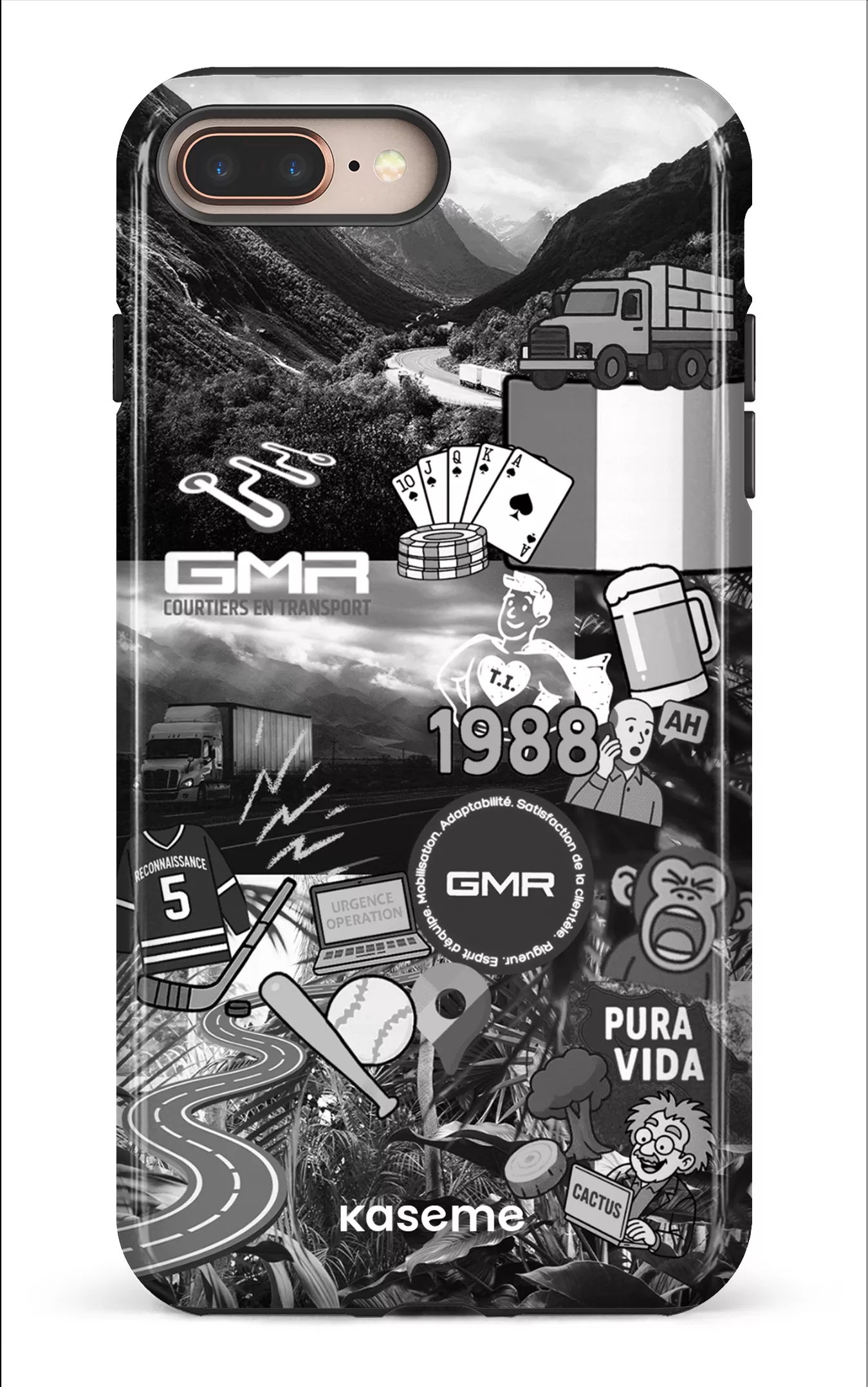 iPhone 8 Plus Tough GMR Collage Noir et Blanc -