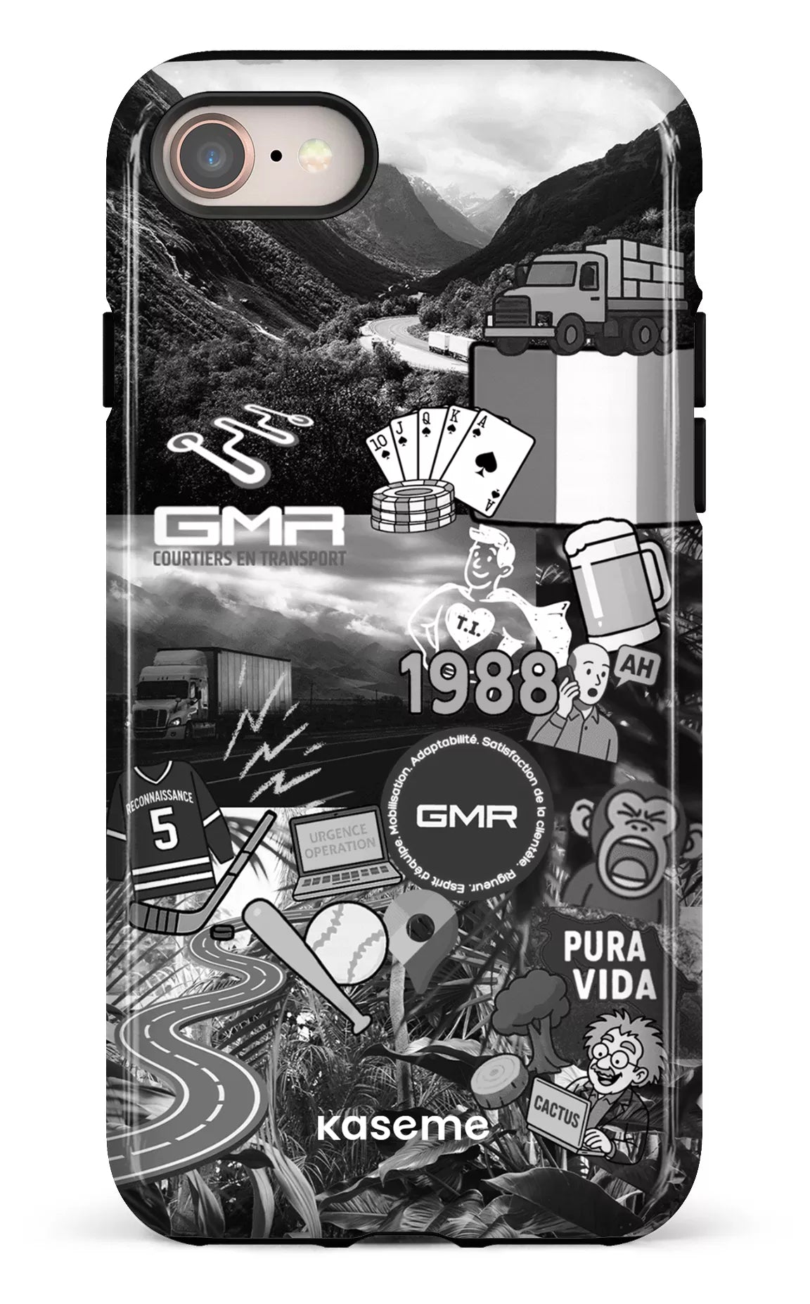 iPhone 8 Tough GMR Collage Noir et Blanc -