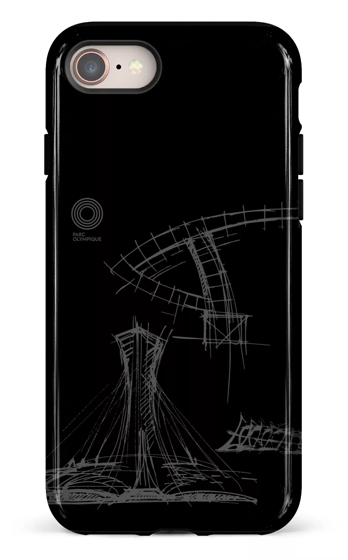 iPhone 8 Tough Parc Olympique - Croquis Plan Noir -