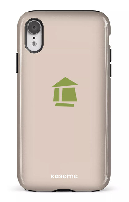 iPhone XR Tough Flordeco logo grège -