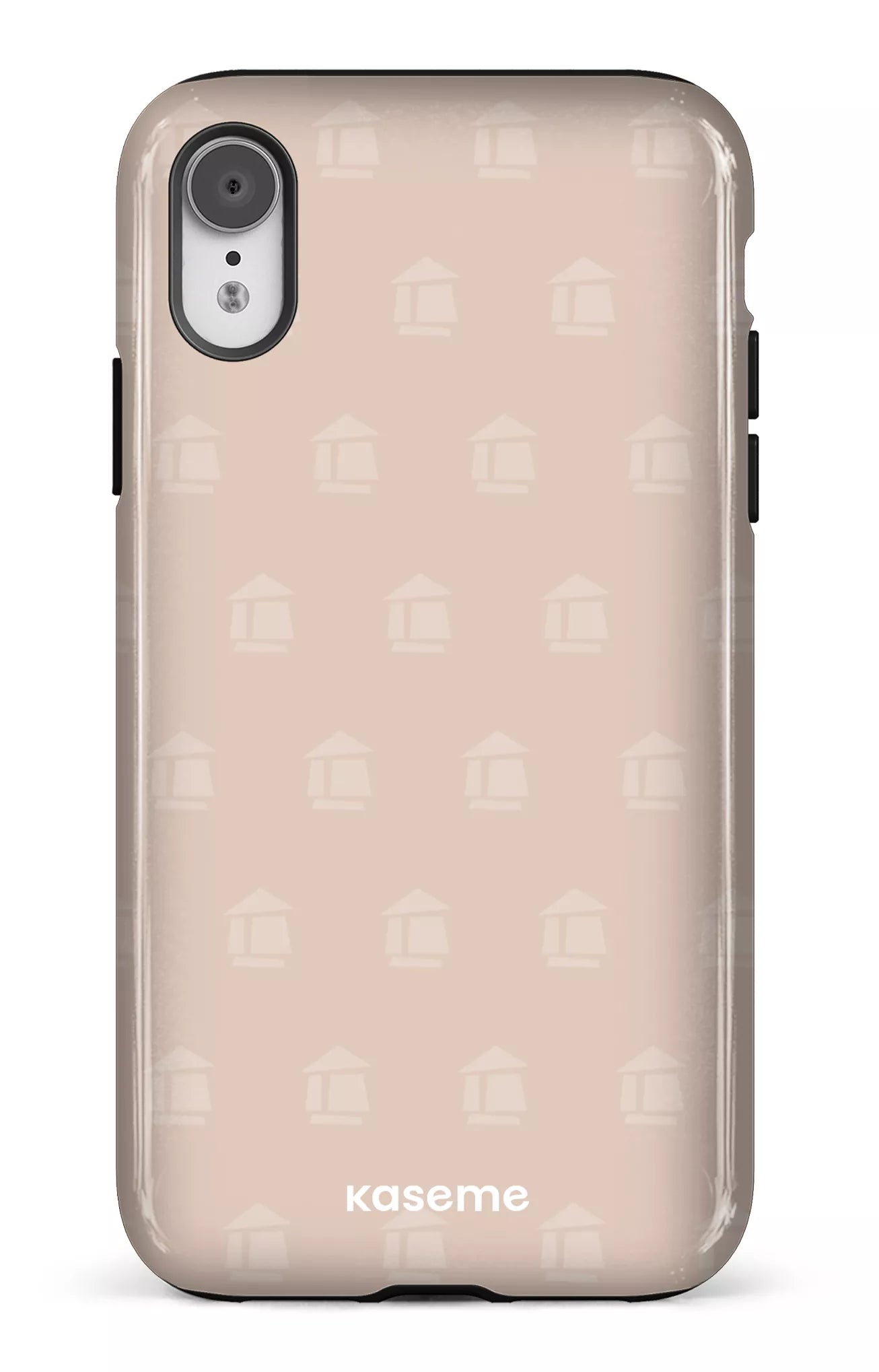 iPhone XR Tough Flordeco motif grège -