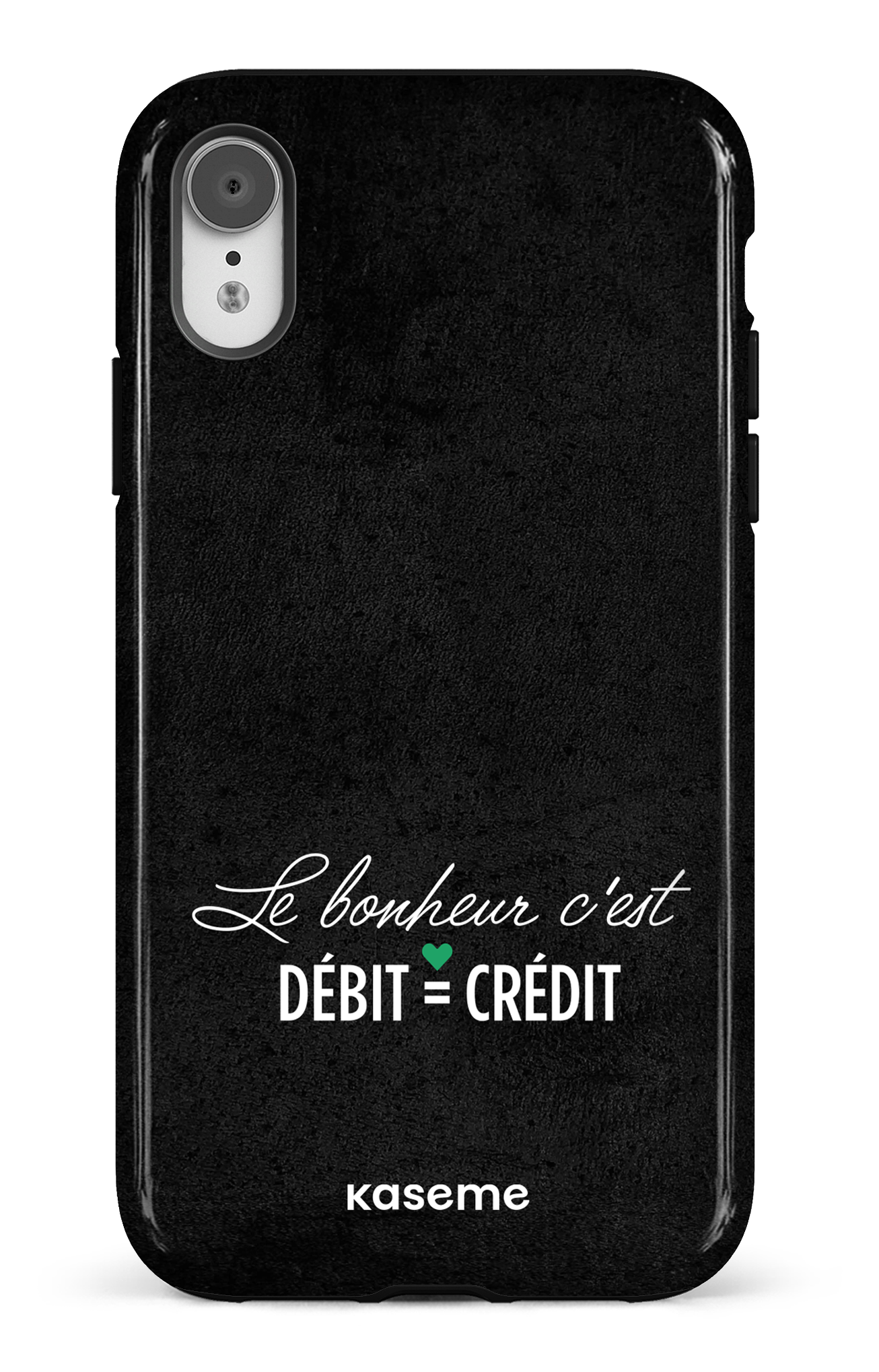 iPhone XR Tough Le bonheur c'est débit = crédit (noir) -