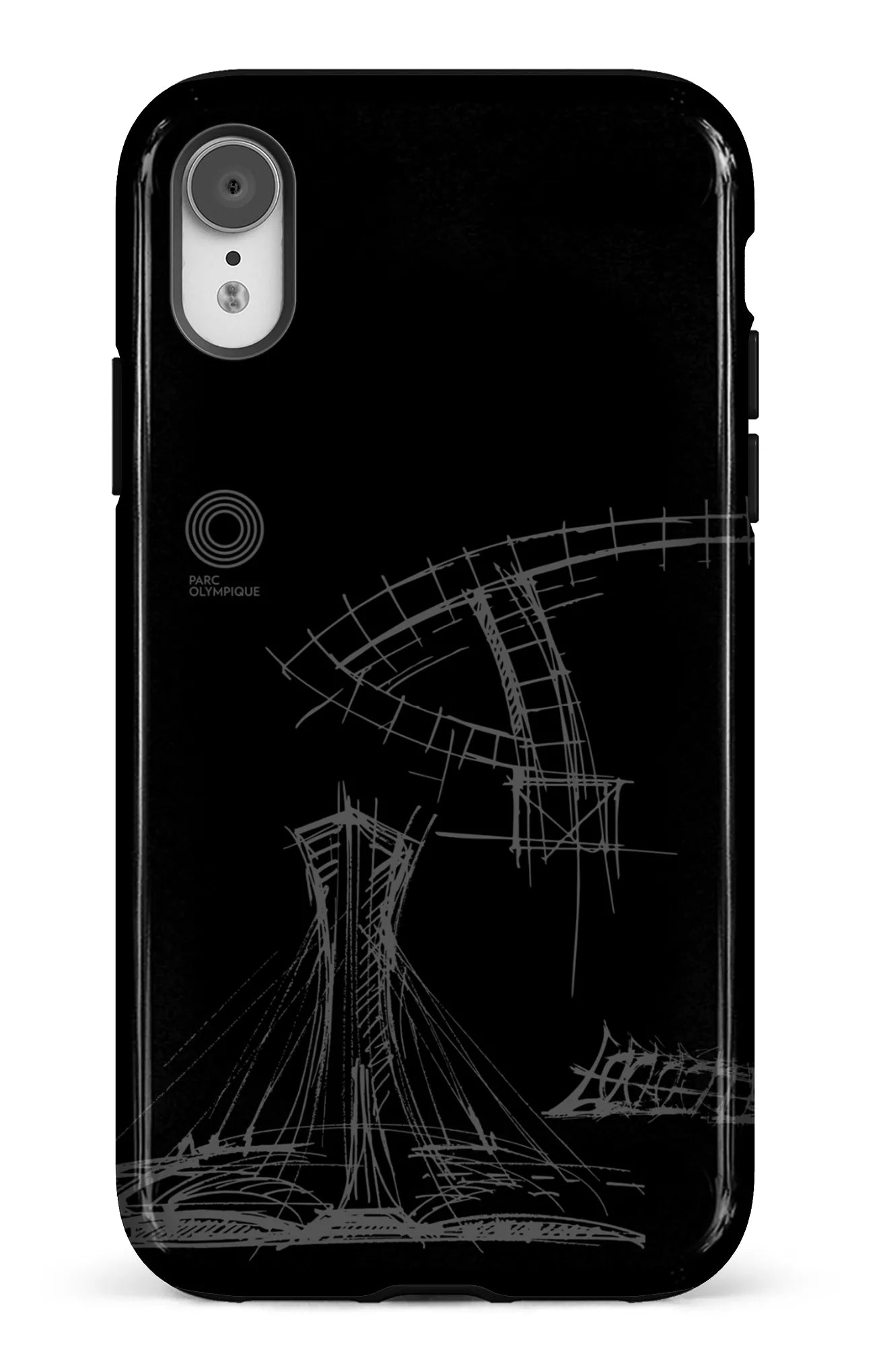 iPhone XR Tough Parc Olympique - Croquis Plan Noir -
