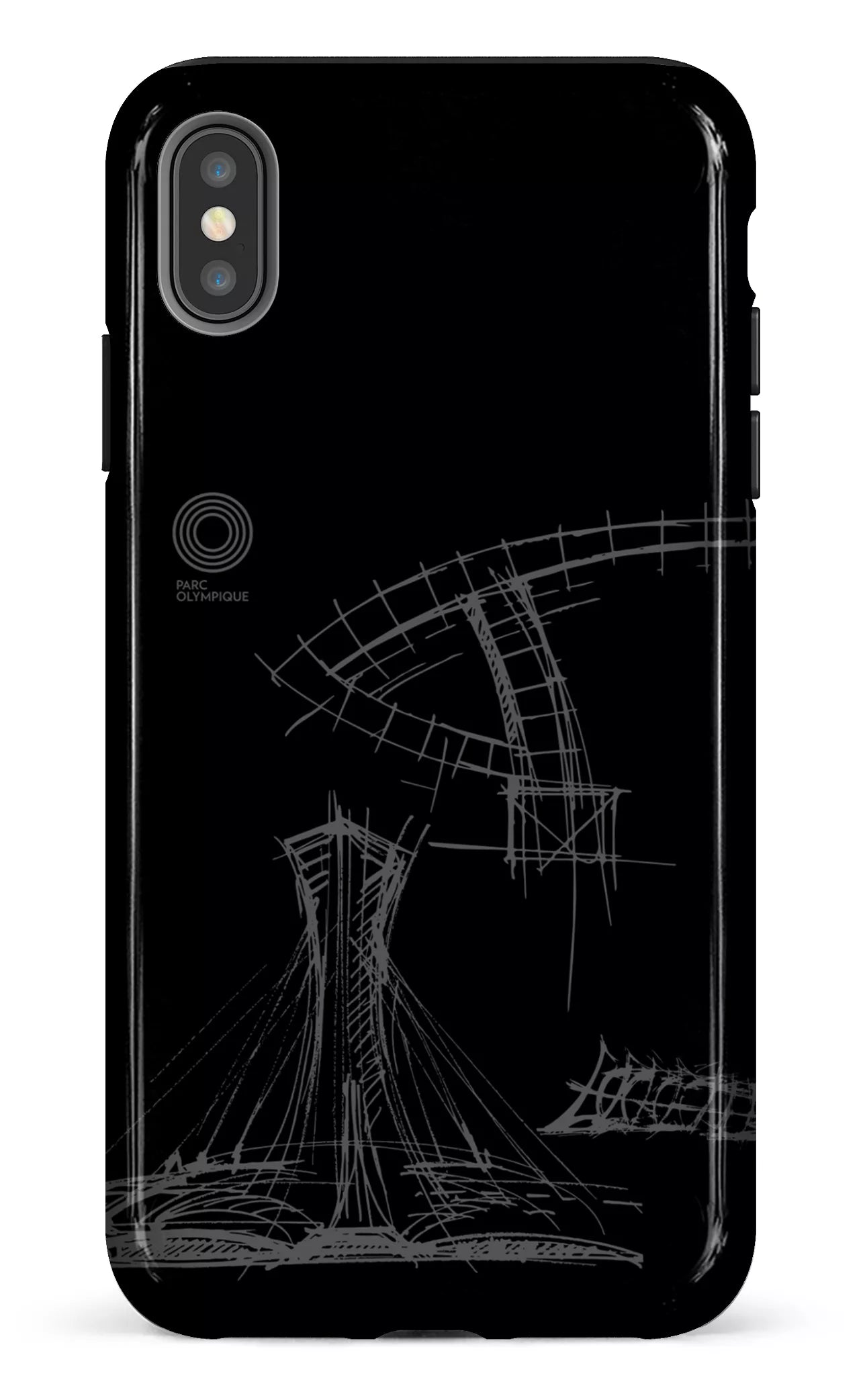 iPhone XS Max tough Parc Olympique - Croquis Plan Noir -