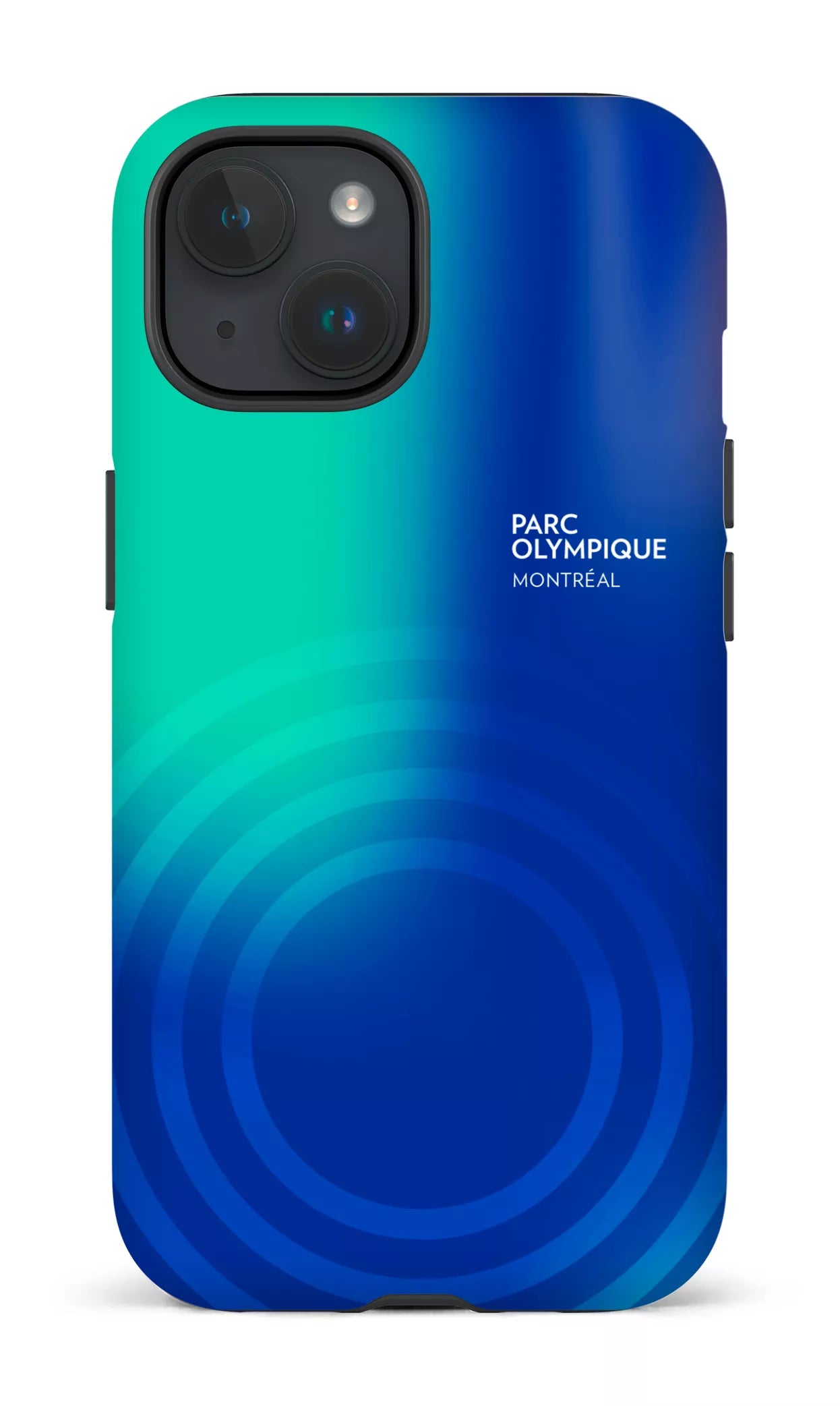 iPhone 15 Tough (Matte) Parc Olympique - Logo Bleu/vert -